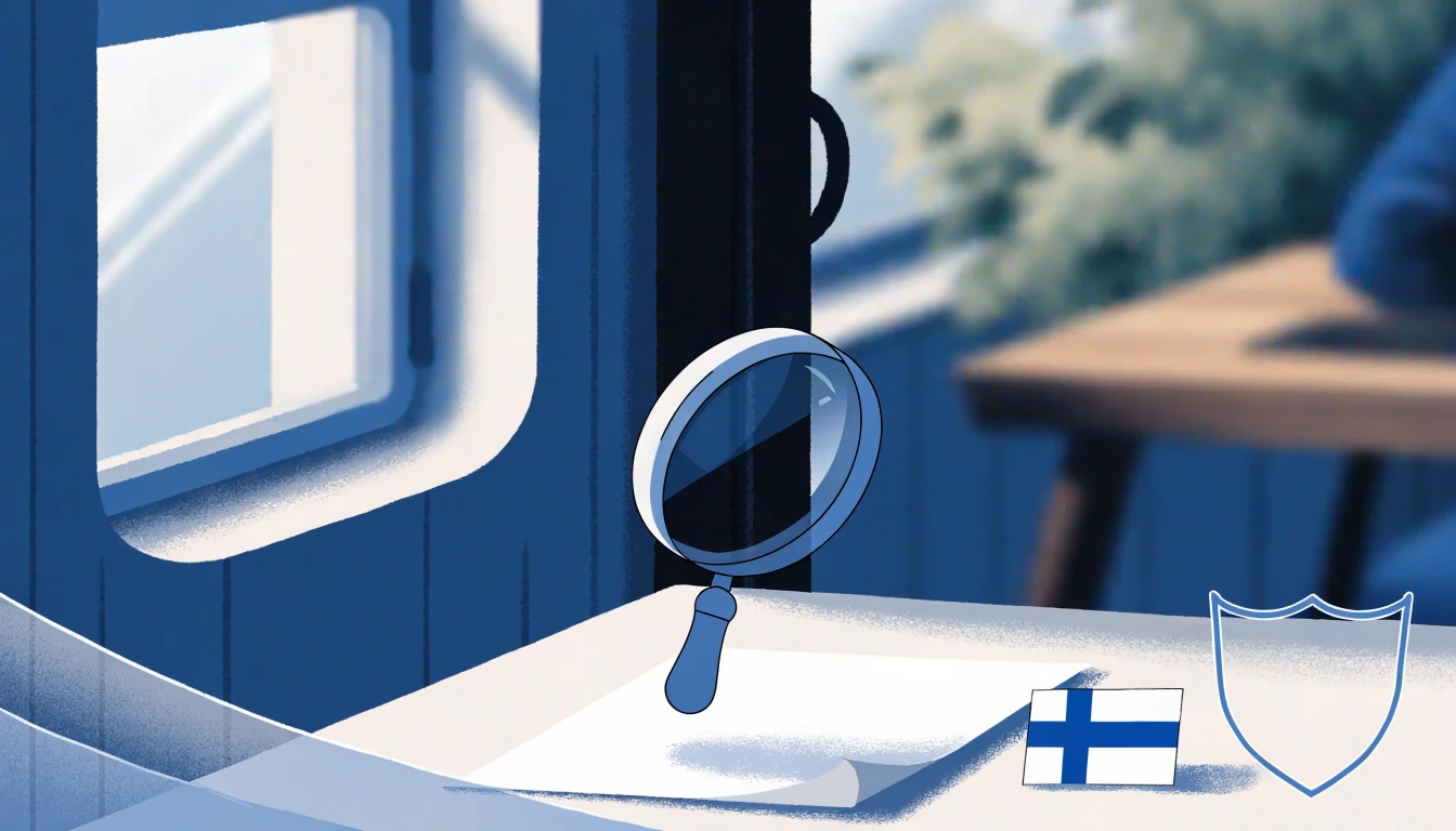 Suurennuslasi asiakirjan ja kilven yllä, tiedonhaku